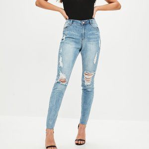 Missguided Designer Light Blue Sinner High Waisted